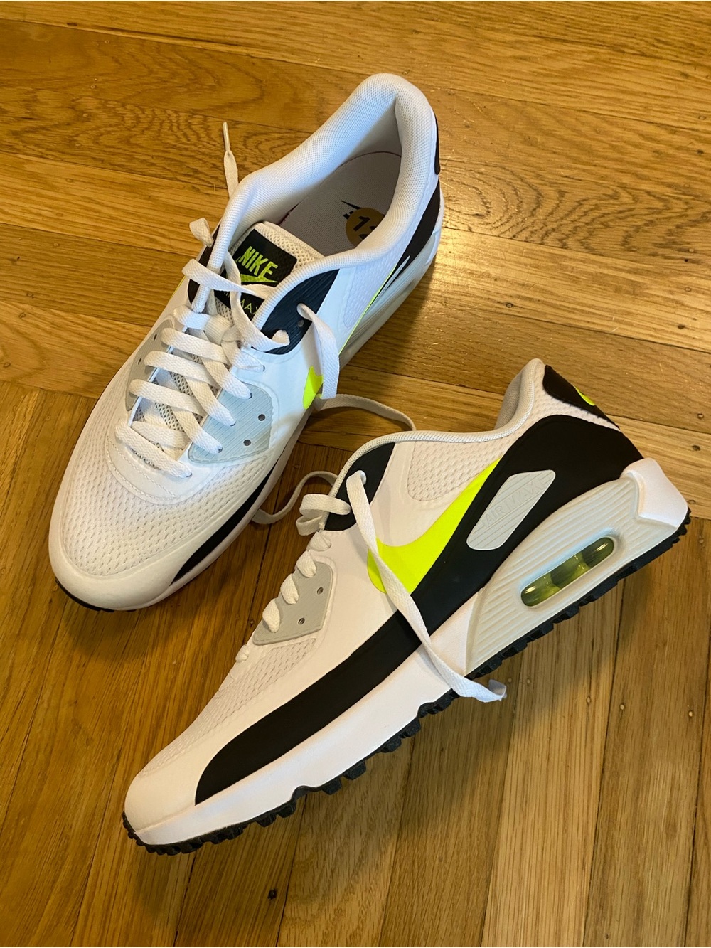 NEW Nike Air Max 90 G White Hot Lime Mens Spikeless Golf Shoes